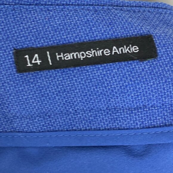 Talbots Hampshire Ankle Pants Blue Chambray Size 14 Textured High Rise Stretch - Picture 3 of 11